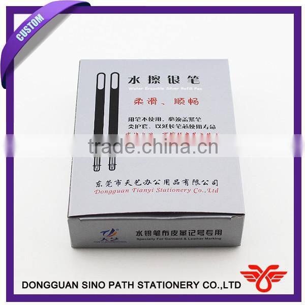 Water erasable silver refill pen, gel ink pen for leather industry