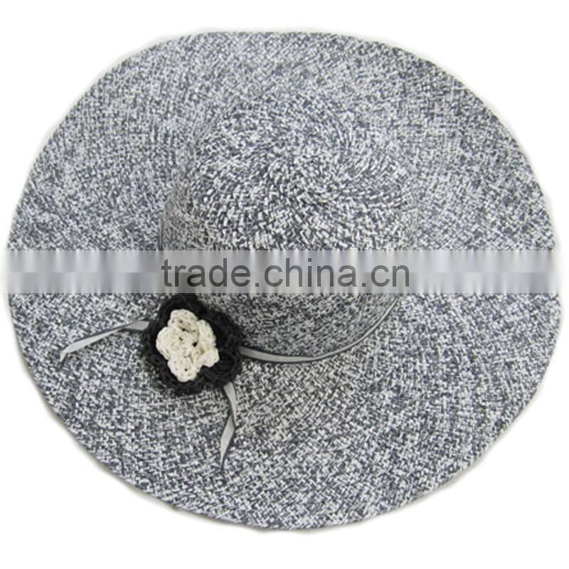 2016 new fashion summer large brim beach sun womens hats ladies black and white stripes floppy straw hat