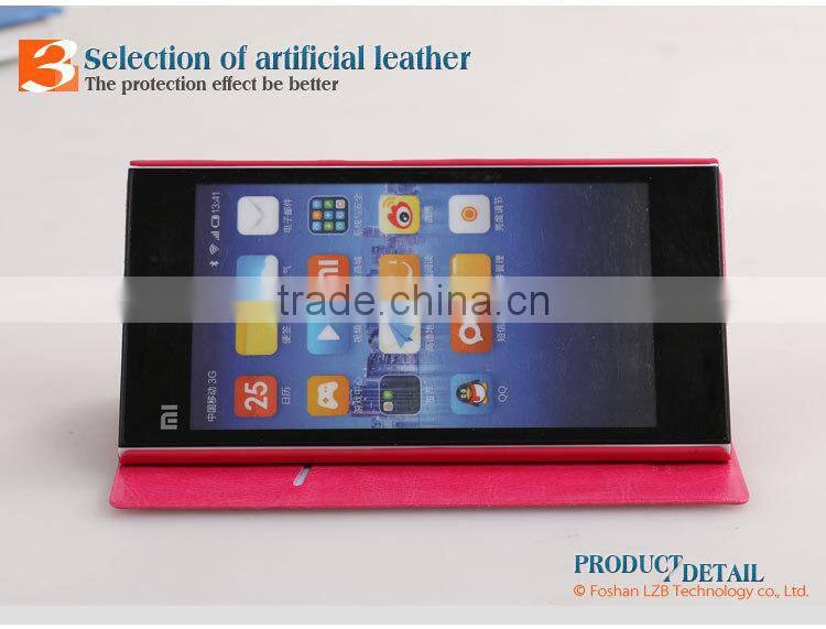 LZB Wholesale hot selling flip wallet case cover for xiaomi mi3,for xiaomi mi3 case, waterproof case for xiaomi mi3