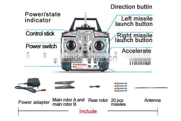 new style alloy 5CH missiles rc helicopter with gyro