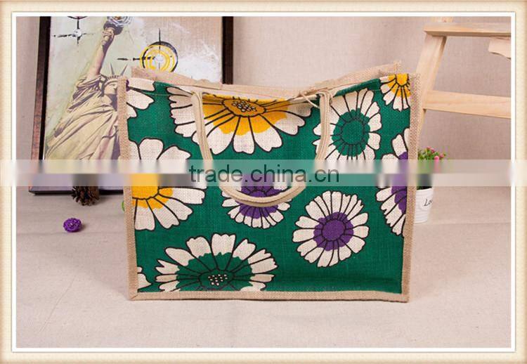 Ethnic style printing jute bag
