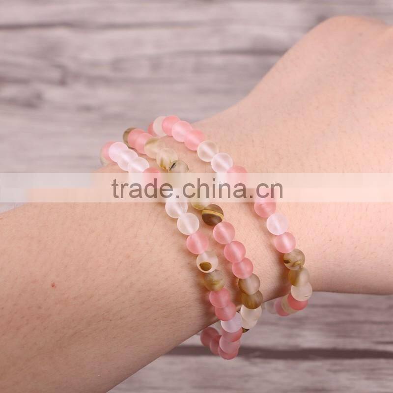 Natural Watermelon rind Striped Agate Stones Bracelets