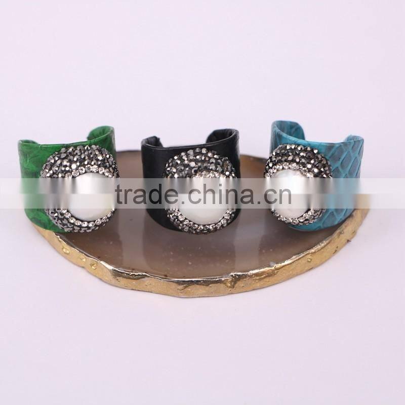 Faceted Stone RingGemstone Fashion Ring, Snakeskin Rings,Round Shape Pave Setting Crystal Jewelry Finger Gem stone Druzy Ring