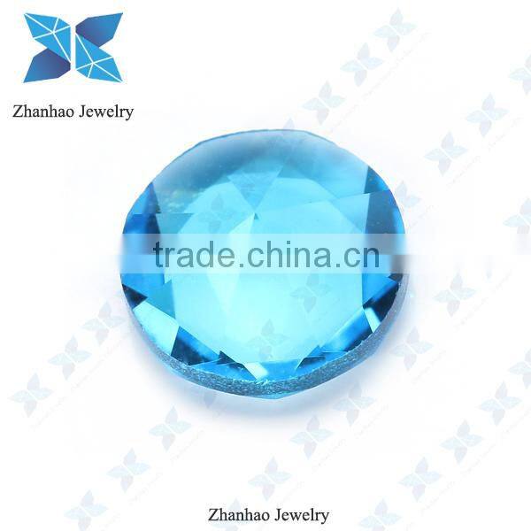 Synthetic rough aquamarine glass round stone