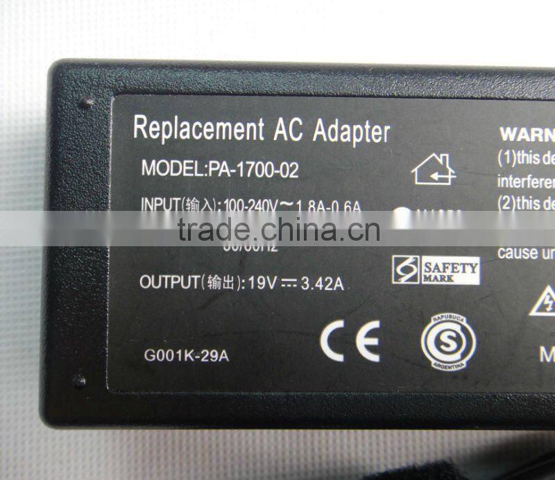 19v 3.42a Laptop power adapter for acer AP.A1401.001, AP .0650A .001, AP .0650A aspire 3050 1650 1680