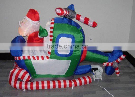 Inflatable santa in Helicopter