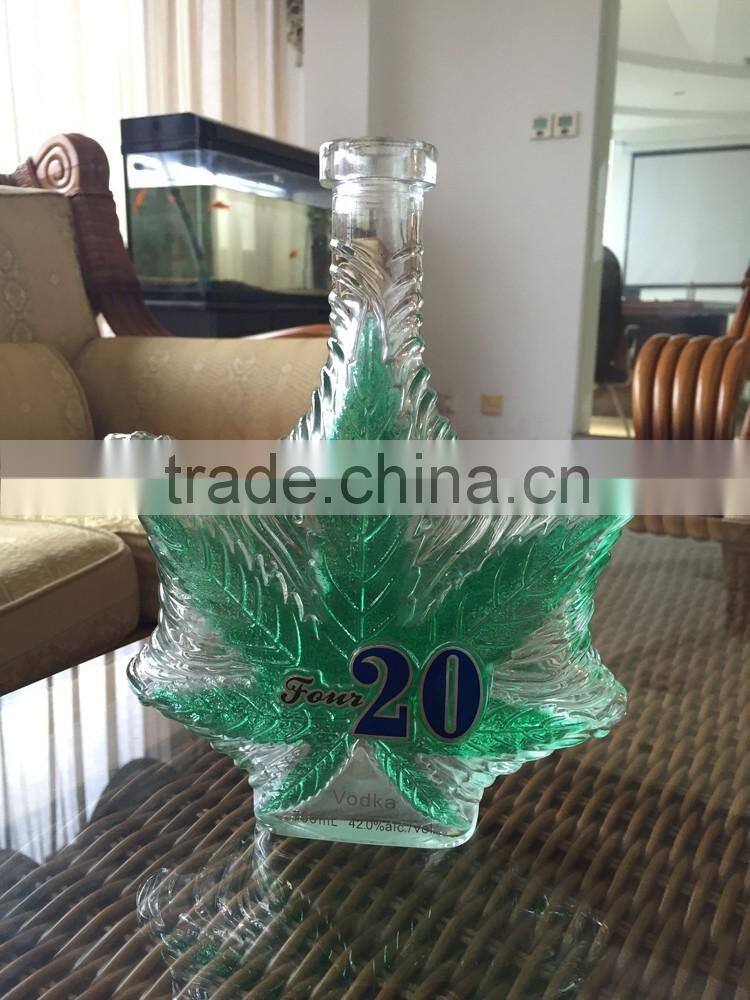700 ml 500 ml embossed decorative glass wine bottle