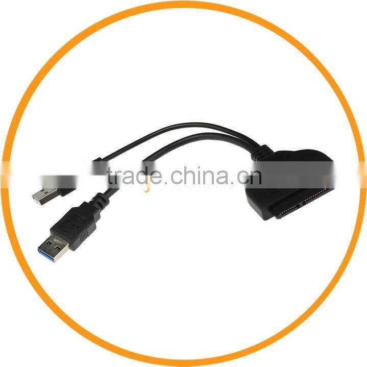Dailyetech Dual USB 3.0 to SATA 15+7 Pin Data Power Cable Adapter 2.5" HDD Hard Drive