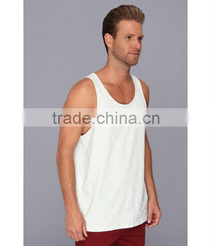 comfortable cotton fabric mens all over print tank top in bulk