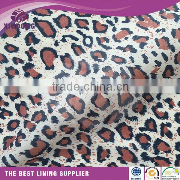 100% polyester 190T 210T taffeta leopard printed fabric for lining /printing fabric for suit dress bag inner fabric