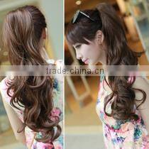 2014 hot sale long wavy clip in ponytail