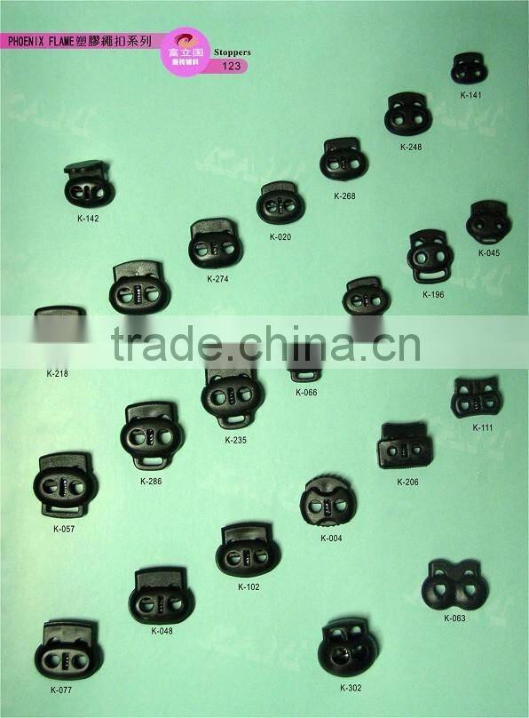 Popular bottle shape custom drawstring cord lock plastic cord stopper black cord stopper