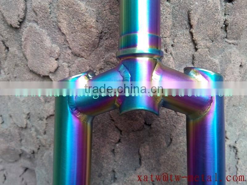 titanium MTB fork with rainbow colour rainbow colour MTB fork
