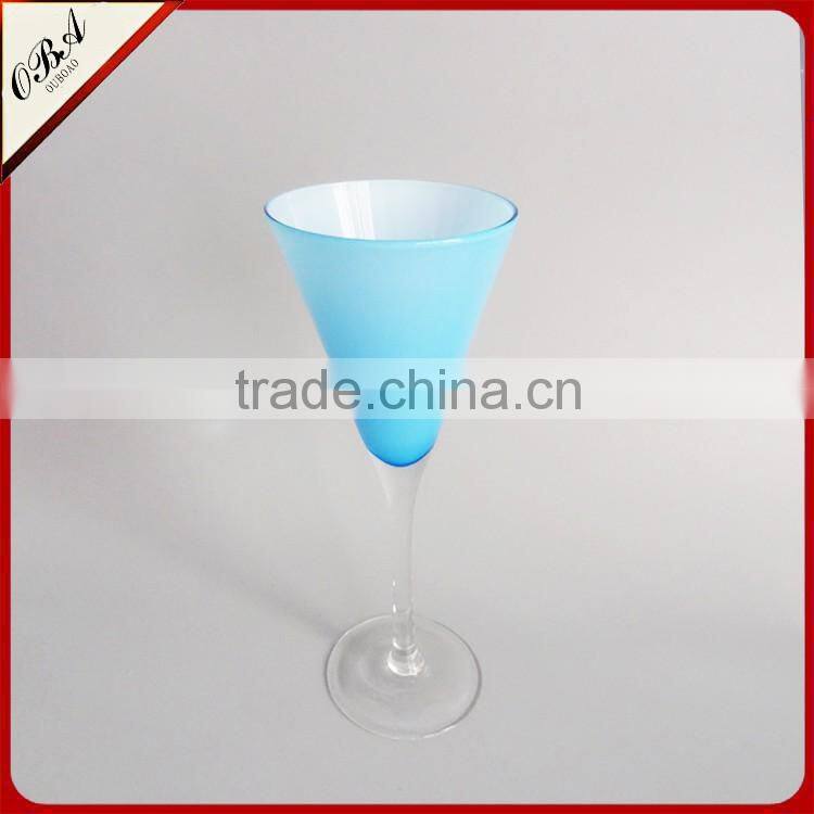 Honorable Sky blue transparent leg cone-shape glass, juice glass, blue glass
