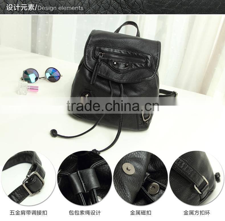 2015 Western Style Wholesale 600D PU backpack fashion schoolbag