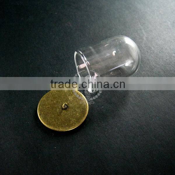 25x35mm vintage brass cover glass tube dome pendant charm DIY supplies findings 1810241