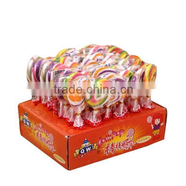 Bag Wrapped Fruit Flavour Sweets Flat Swirl rainbow lollipop candy