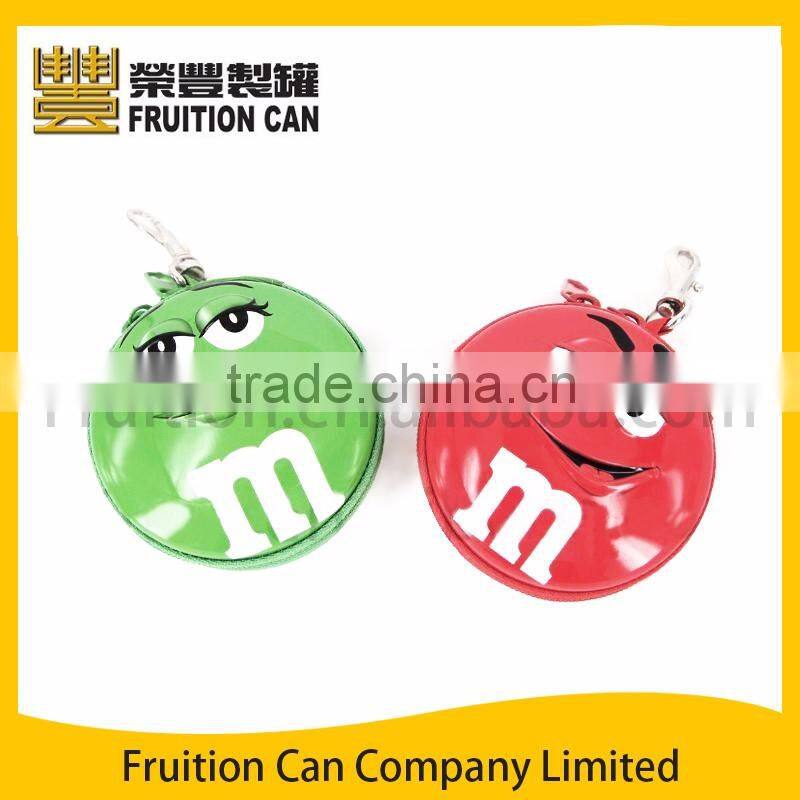 Round Zipper Gift Tin Case Container