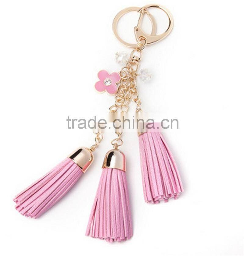 Luxury leather tassel car keychain