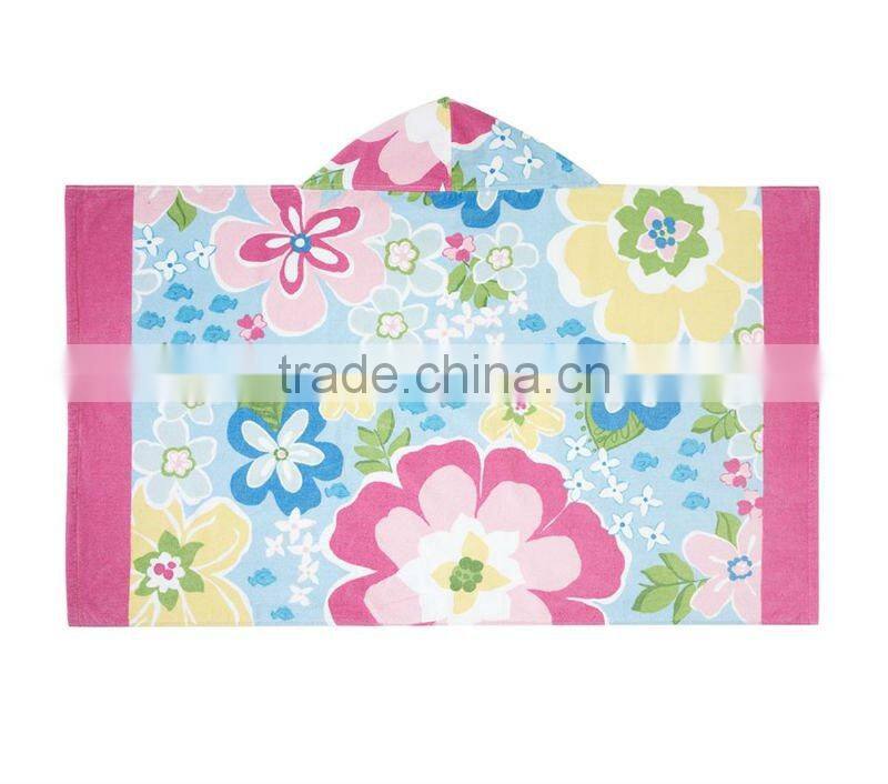100% cotton printed Children Beach Wrap Towel velour reactive printing manufacturer
