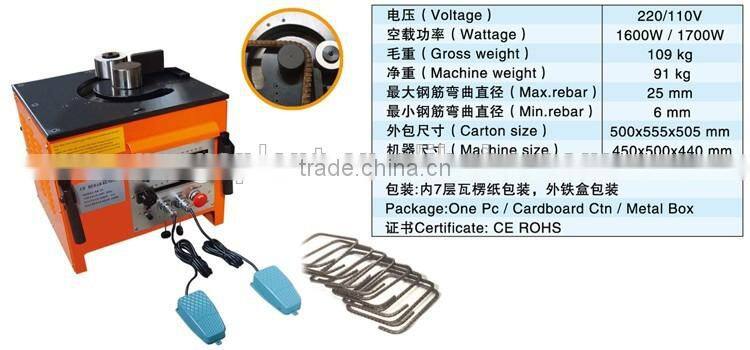 Good quality Small Steel Wire Bending Tool RB-25 Rebar Bender With Cutter
