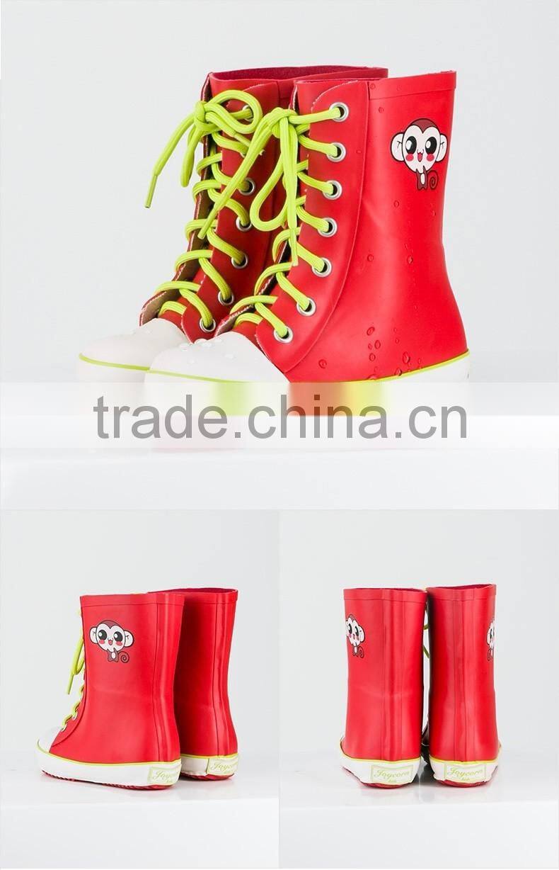 availabe in different colors cute rubber boots for boys and girls with laces
