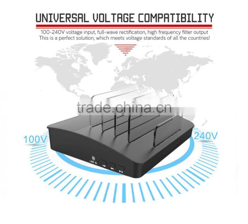 VOXLINK NEW 30W 4 Ports USB Charger Charging Station Dock with bluetooth wireless speaker function