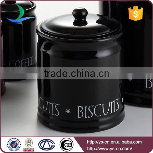 5pcs black ceramic kitchen jar set for house/office/hotel