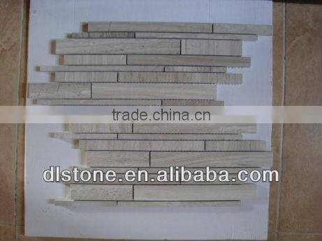 Irregular Brick Type Wooden Vein white Marble Mosaic tile 12x12 polished price