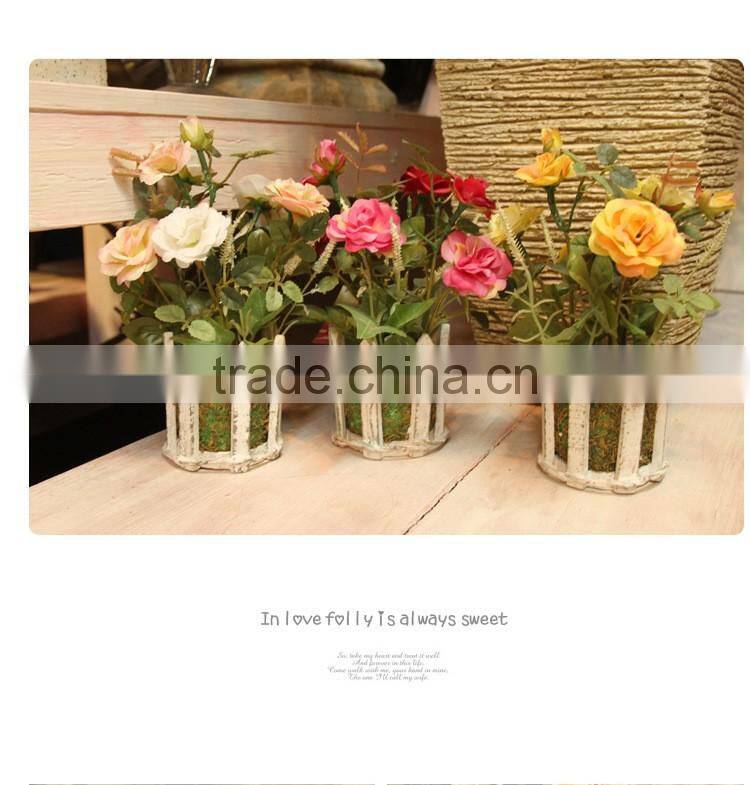 Vivid home table wedding decor silk flowers artificial potted roses