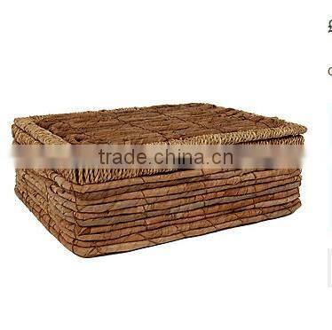 Manufacture Lidded Water Hyacinth Basket (Large/Medium/Small)