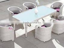 2017 Sigma UV resistant all weather ultra modern pe rattan cheap glass dining table