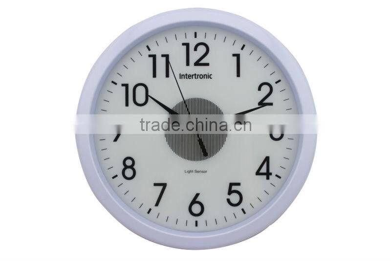 Light sensor wall clock/Light in the Dark clock/office round wall clock