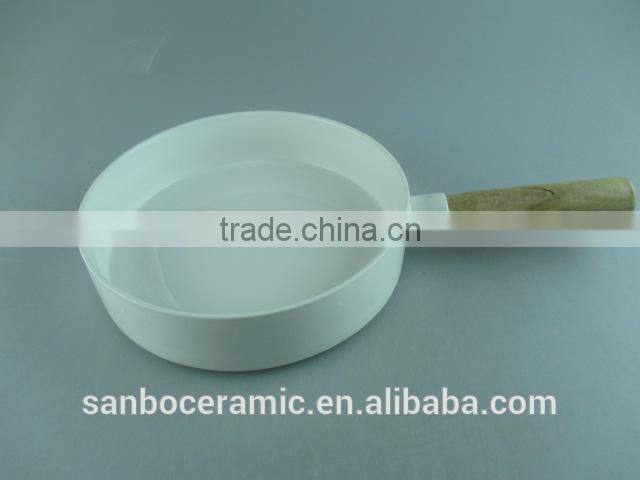 White Ceramic Fry Pan, Cookware Set, Frying Pan with Wooden Handle