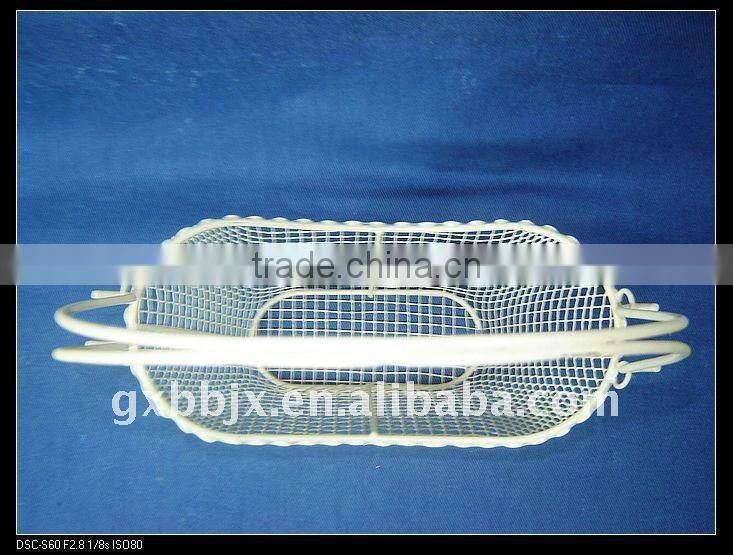 White wire mesh home hanging storage baskets set of three