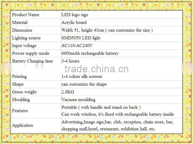 advertising sign customized light board