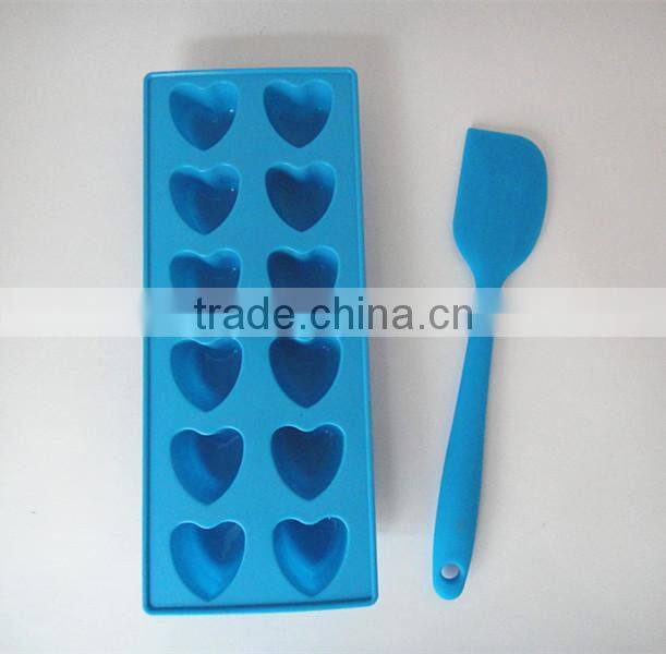 Hot sale 12 cups heart shape silicone ice cube tray