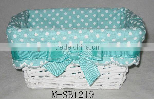 Oval wicker storage basket with coloful liner & Easter egg basket