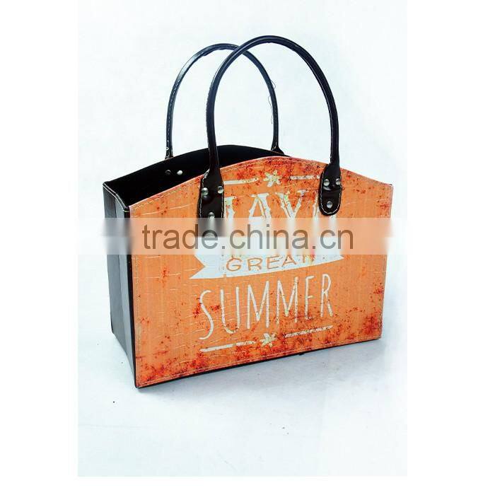 Orange Faux Leather Foldable Organizer Magazine & Newspaper Holder Bin Storage Basket