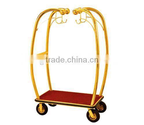 Stainless steel luggage trolley bellboy trolley for hotel BY-387