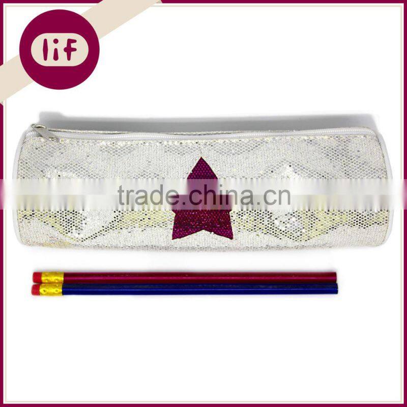 Chic Round Profile Glitter Pencil bag, With Star Glitter Pencil Bag, Shinning Pencil Bag
