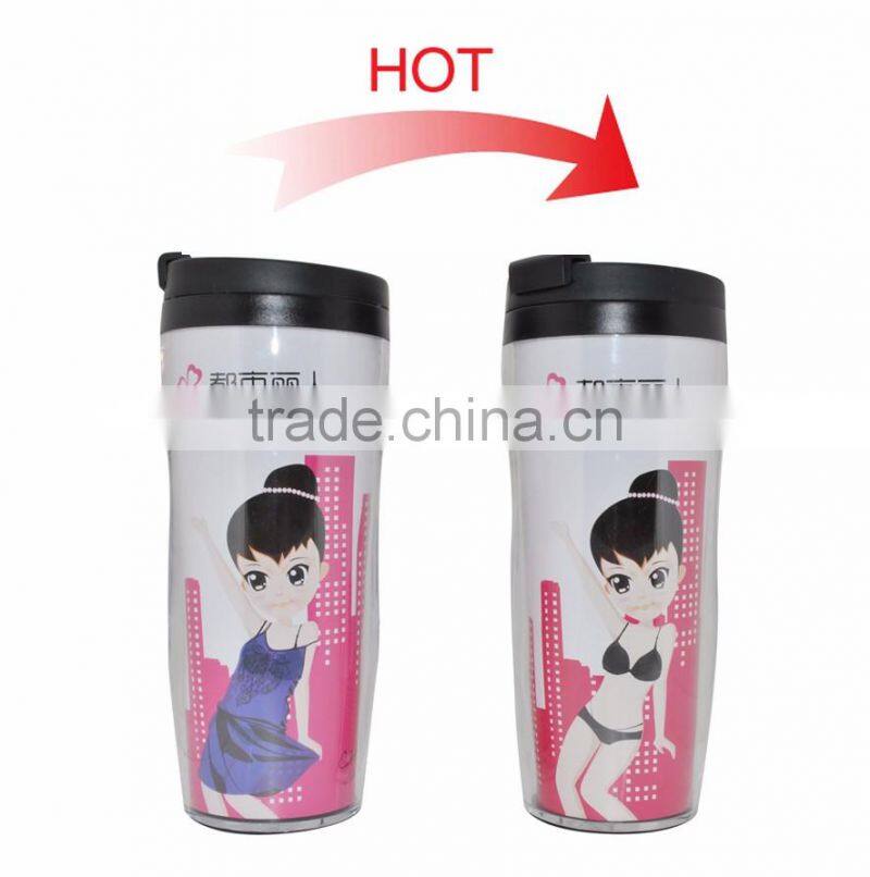 Wholesale double wall plastic travel mug sublimation mug