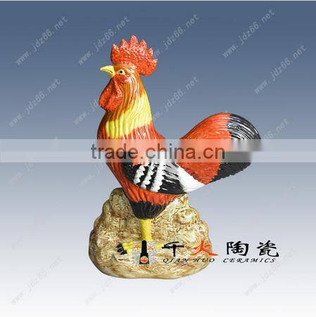 Modern style excellent quality rooster porcelain sculptures for art collection