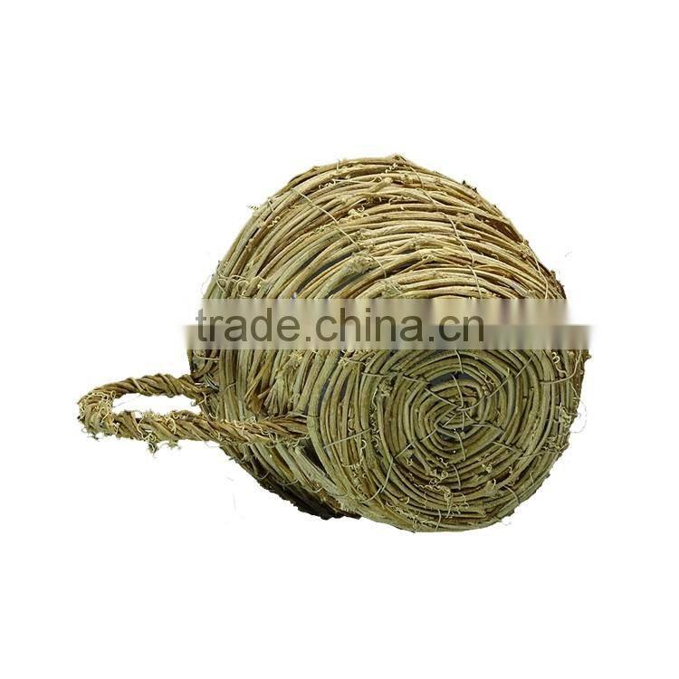 Cup Shape Natural Rattan Garden Flower Pot with Handle for Planting