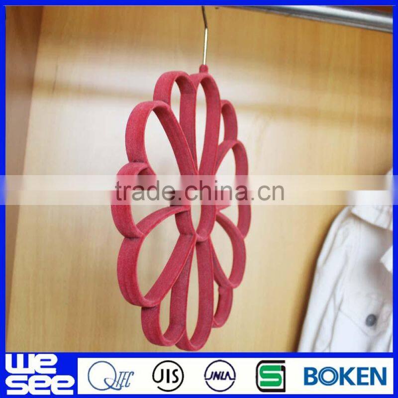 Velvet hanger for scarves in rose red