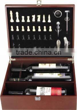 K0454-6W 2 bottle Wine bottle set with chess