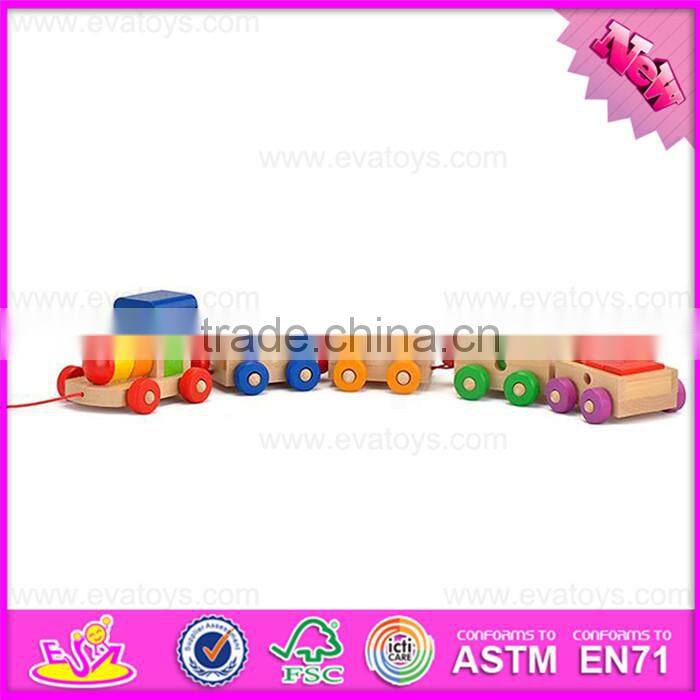 2016 hot sale baby wooden educational train toy, top fashion kids wooden educational train toy W05C071