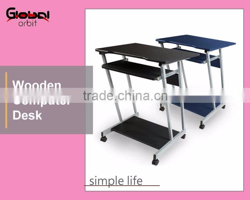 Movable Laptop Table Office Furniture Wooden Rolling Computer Desk