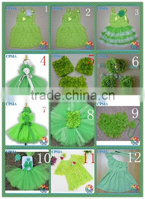 St. Patrick's Day Item chevron green white Baby crib shoes With shabby Flower Crystal