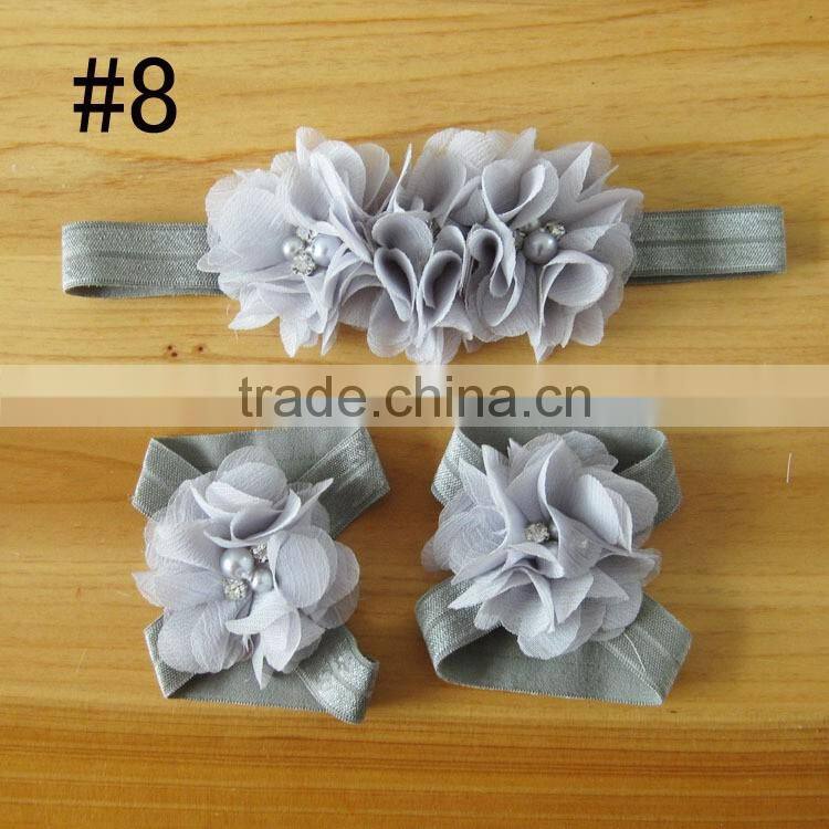 fabric flower headband for kids hair accessories, foot flower band for baby girl